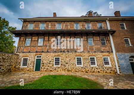 Old building in the Old Salem Historic District, in downtown Winston-Salem, North Carolina. Stock Photo