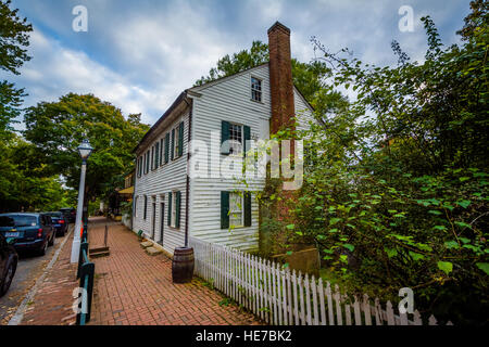 Old houses in the Old Salem Historic District, in downtown Winston-Salem, North Carolina. Stock Photo