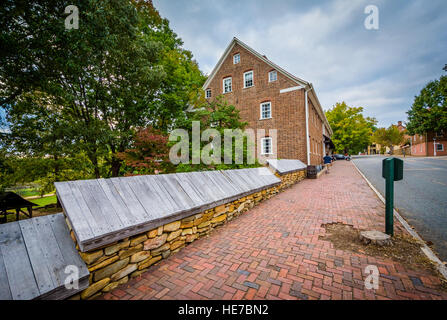 Old houses in the Old Salem Historic District, in downtown Winston-Salem, North Carolina. Stock Photo