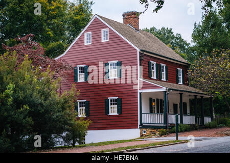 Old houses in the Old Salem Historic District, in downtown Winston-Salem, North Carolina. Stock Photo