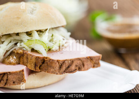 Meat Loaf on rustic wooden background (close-up shot) Stock Photo