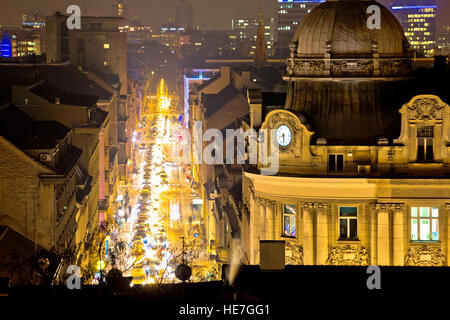 Zagreb street and architecture evening view, capital of Croatia Stock Photo