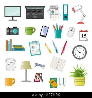 Office icon set - vektor flat style Stock Vector