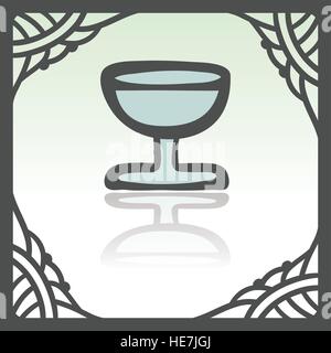 Vector outline wine glass goblet icon in hand drawn frame. Elements for mobile concepts and web apps. Modern infographic logo and pictogram. Stock Vector