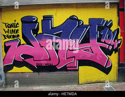 Tonic Wine Drunk, Graffiti art, Belfast city Garfield St, City Centre, Northern Ireland, UK Stock Photo