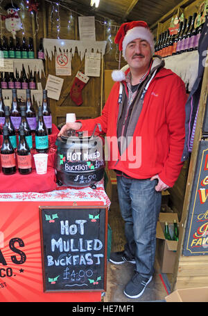 Hot Mulled Buckfast Tonic Wine Glasgow German Market, Scotland, UK Stock Photo
