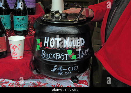 Hot Mulled Buckfast Tonic Wine Glasgow German Market, Scotland, UK Stock Photo