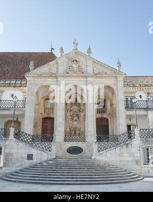 Entrance to the Coimbra University. The University of Coimbra established in 1290, it is one of the oldest universities in continuous operation in the Stock Photo