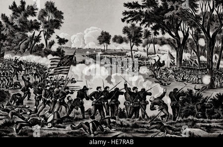 Battle of Chancellorsville, May 3rd, 1863 - General Hooker repulsing the attack of the Confederates Stock Photo