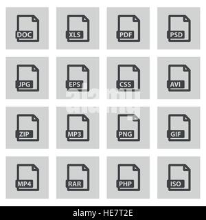 Vector line file type icons set Stock Vector