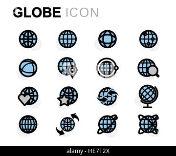 Vector flat globe icons set Stock Vector