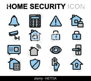 Vector flat home security icons set Stock Vector