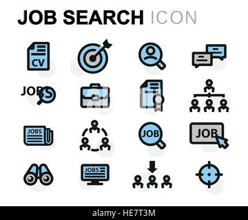 Vector flat job search icons set Stock Vector