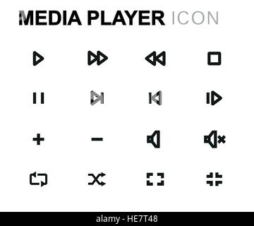 Vector line media player icons set Stock Vector
