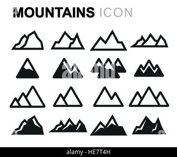 Vector line mountains icons set Stock Vector