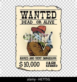 Armed robot cowboy. Steampunk retro ad Stock Vector