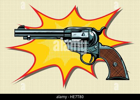 Pop art retro revolver Stock Vector