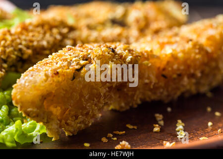 fish fry in corn breading close up Stock Photo