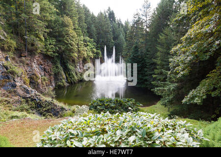 The Ross Fountain in the Sunken Garden at Butchart Gardens near Victoria Vancouver Island British Columbia, Canada Stock Photo