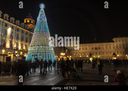 Christmas tree in Turin, Italy Stock Photo