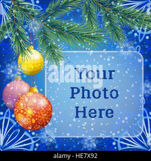 Christmas Background with Fir and Balls Stock Vector