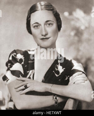 Wallis Simpson, later the Duchess of Windsor, born Bessie Wallis Warfield, 1896 – 1986. American socialite for whom King Edward VIII abdicated in 1936. Stock Photo