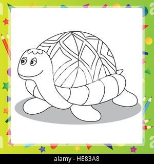 Vector illustration of Cartoon turtle - Coloring book Stock Vector