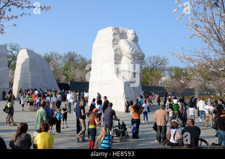 Visitors enjoy a spring day at the Martin Luther King, Jr., Memorial in Washington, DC. Stock Photo