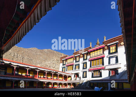 Lhasa: Monastery Drepung; Ganden Palace; Patio with solar cookers, Tibet, China Stock Photo