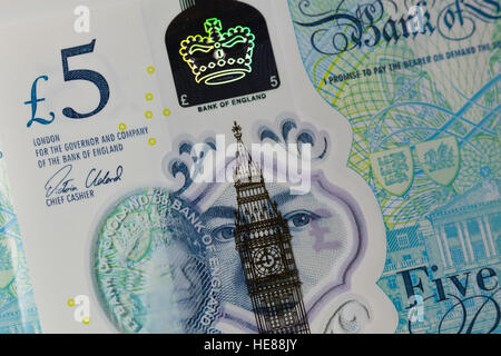 New polymer five pound note Stock Photo