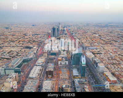 RIYADH - FEBRUARY 29: Aerial view of Riyadh downtown on February 29, 2016 in Riyadh, Saudi Arabia. Stock Photo