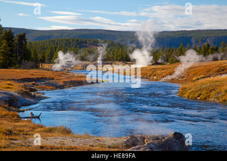 Firehole river in the Yellowstone national park, USA Stock Photo