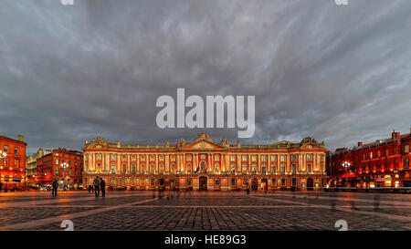 City Hall with a cloudy sky, Toulouse, Haute-Garonne, France Stock Photo