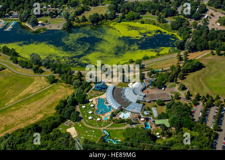 Aerial view of Freizeitbad Heveney pool, Kemnade Leisure Center with Kemnader Reservoir, Witten, Ruhr District Stock Photo