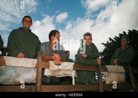 Workers on a truck in Vinales, Pinar del Río Province, Cuba, Latin America Stock Photo