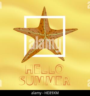 Orange Starfish and White Frame Stock Vector