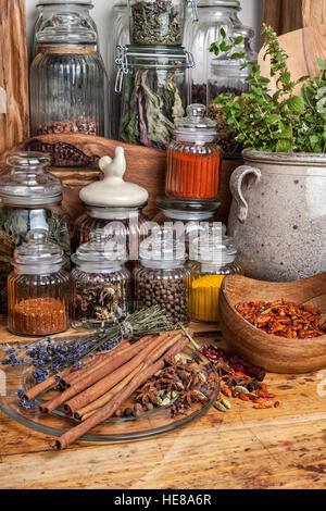 Dried herbs and spices Stock Photo