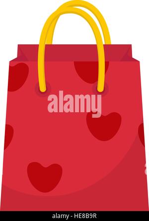 Red Gift Pack with hearts icon, flat design. Valentines Day concept. Isolated on white background. Vector illustration, clip art. Stock Vector