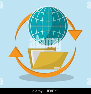 file folder around global Stock Vector