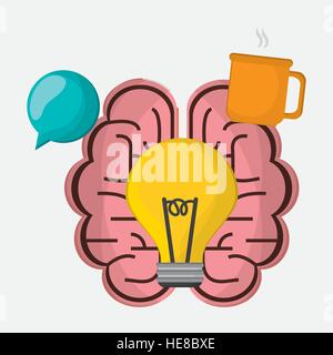brain bulb idea cup coffee Stock Vector