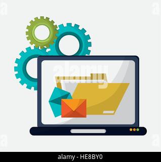 computer folder file email gears Stock Vector