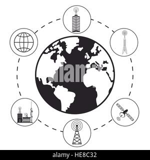 globe antenna provider communication Stock Vector