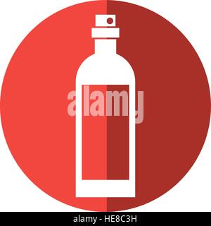 bottle wine with red label shadow Stock Vector