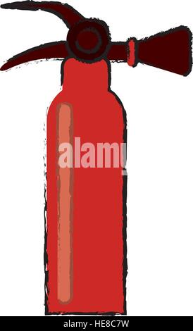 drawing fire extinguisher equipment fire help Stock Vector