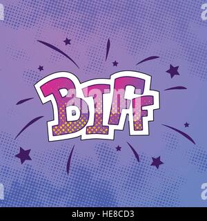 Comics sound effect with halftone pattern on purple background Stock Vector