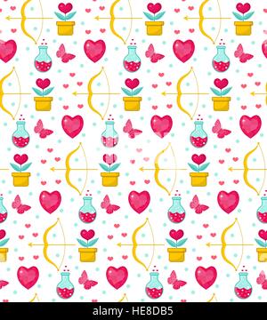 happy valentines day, beauty cupid with wings love hearts cartoon ...