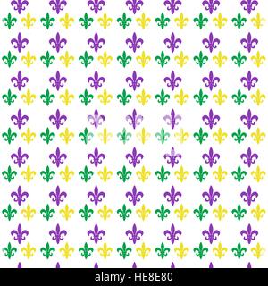 Mardi Gras Carnival seamless pattern with fleur-de-lis. endless background, texture, wallpaper. Vector illustration Stock Vector