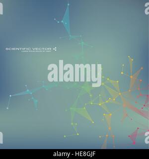 Molecule DNA and neurons vector. Molecular structure. Connected lines with dots. Genetic chemical compounds. Chemistry, medicine, science, technology concept. Geometric abstract background. Stock Vector