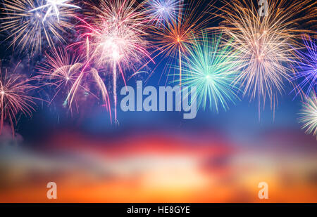 Abstract colored firework background with free space for text Stock Photo