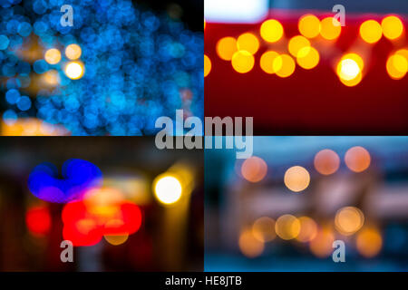 image set of colorful street light blurs Stock Photo